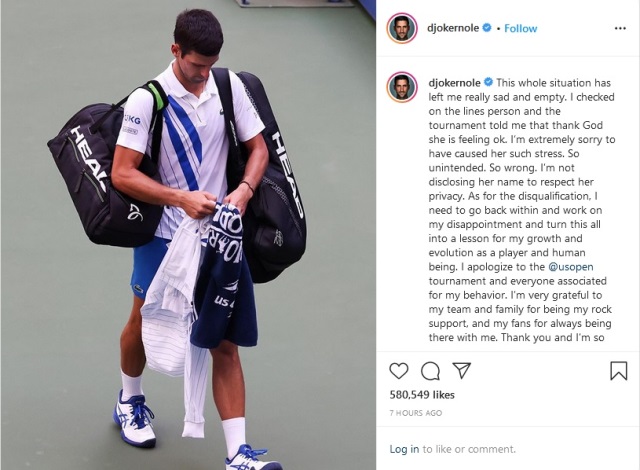 USOpen2020 NovakDjokovicInstagram